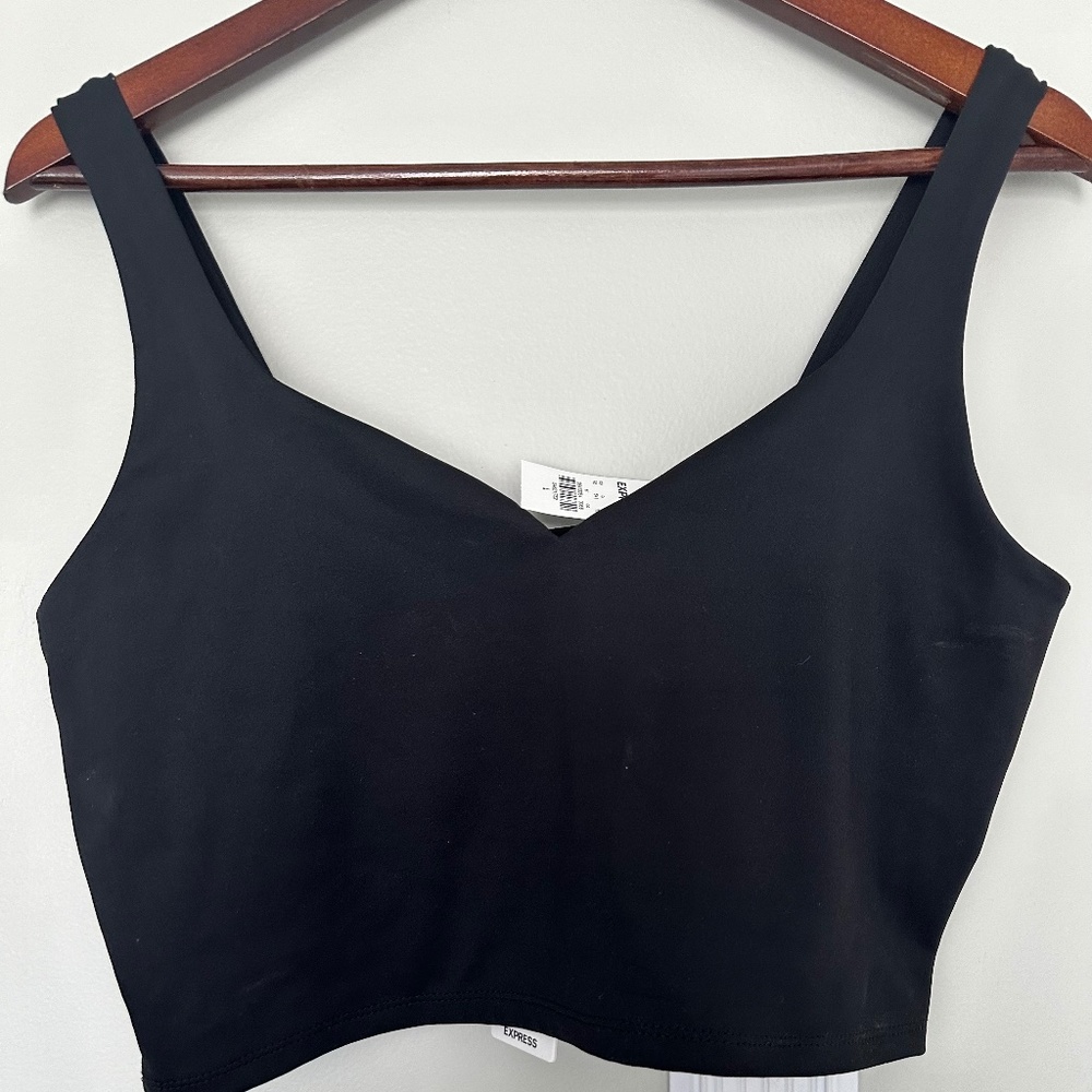 NWT Express Black Cropped Sweetheart neckline top L